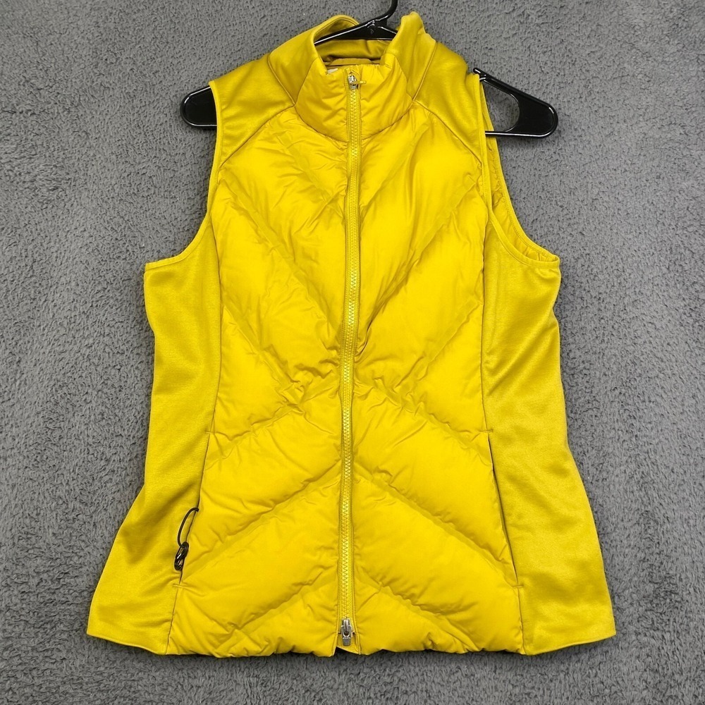 Athleta Inlet Vest Size M Quilted Down Yellow Wind Water Resistant Gilet SEE